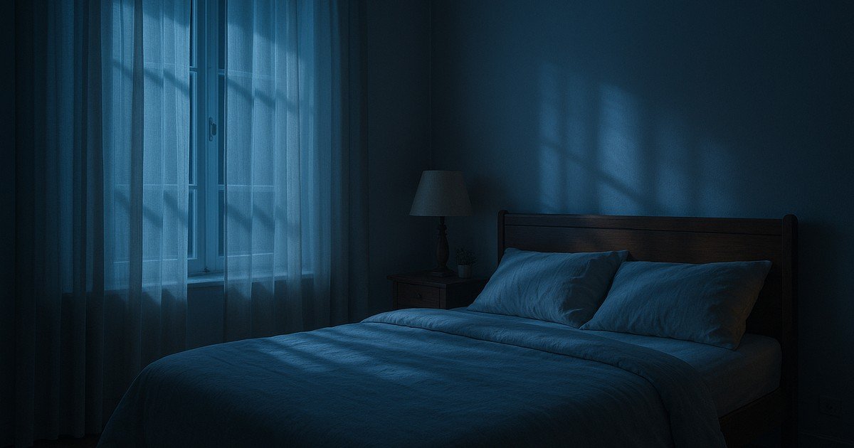 Natural Sleep Cycles at Night A calm, moonlit bedroom at night representing natural sleep cycles